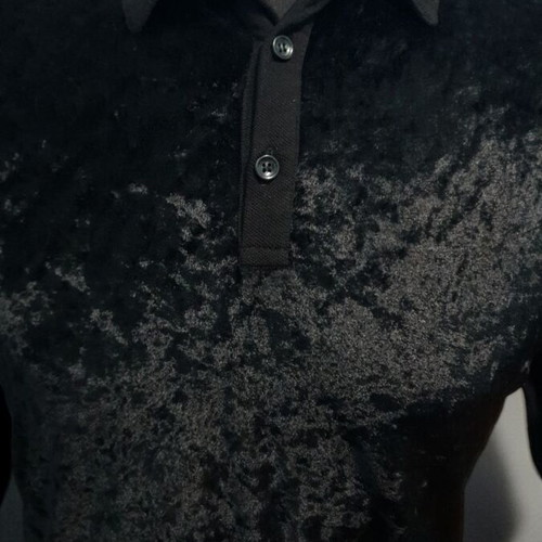 Men's Black Polo Shirt in Crushed Velvet Like New