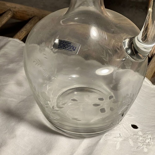 Crystal Tuscany carafe used with engraved embossed floral design