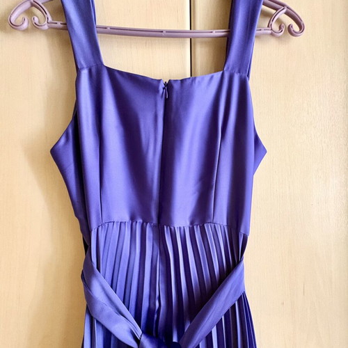 Chaton Pleated Satin Dress purple new, size L