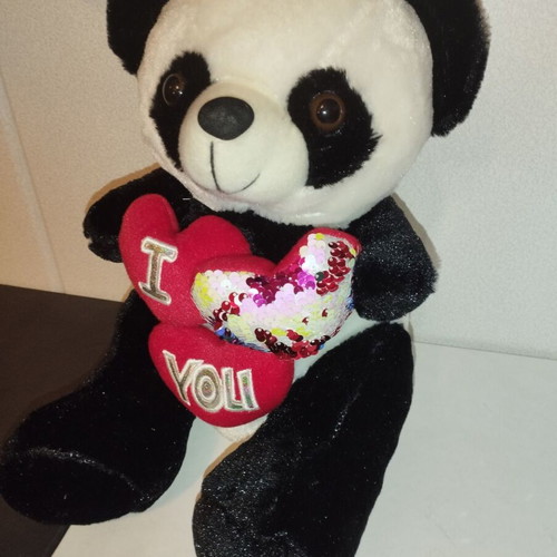 Teddy bear I LOVE YOU with three hearts like new, medium size 36cm