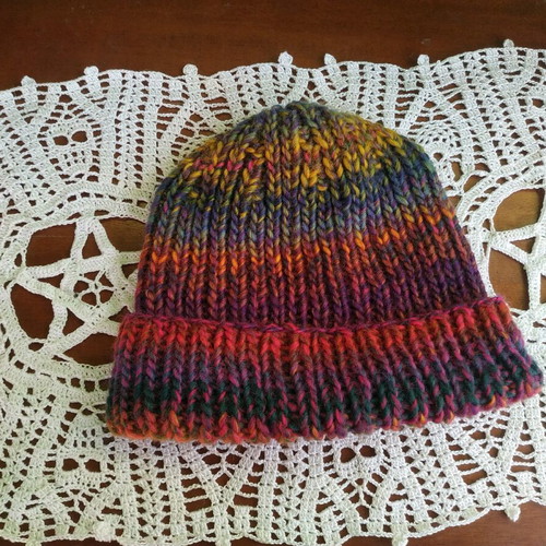 Handmade knitted hat new, multicolor, size M/L