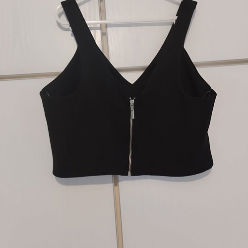 Bustier black with front zipper, used, not sportswear
