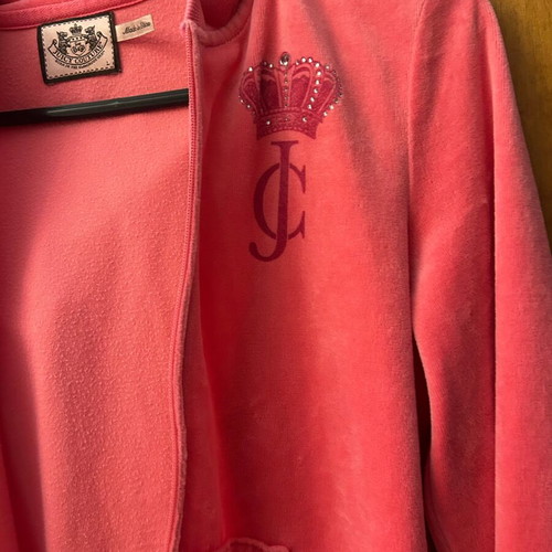 Juicy Couture velour jacket size large like new, pink