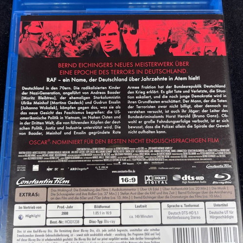Der Baader Meinhof Komplex Blu-ray like new, action historical