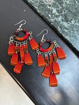 Σκουλαρίκια boho καινούργια από Περου πορτοκαλί