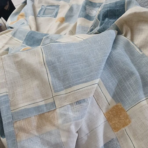 Curtain ready sewn unused with geometric patterns, thick fabric 2.60×3.60