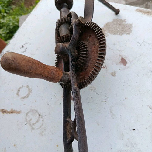 Large hand drill used with minor tip repair needed