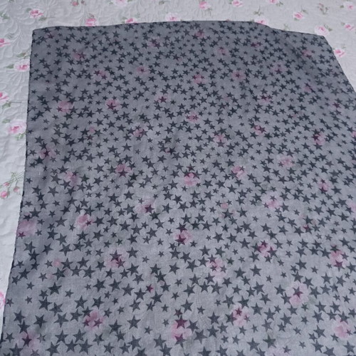 Scarf with stars used, square, black and gray
