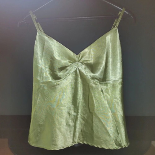 Satin Top with Spaghetti Straps Size L like new, light green