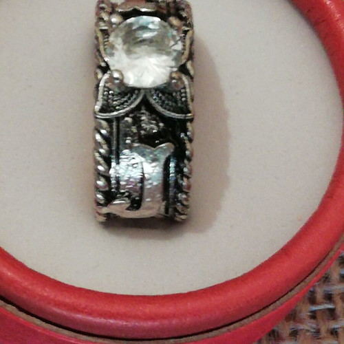 Steel solitaire ring bronze with transparent zircon new