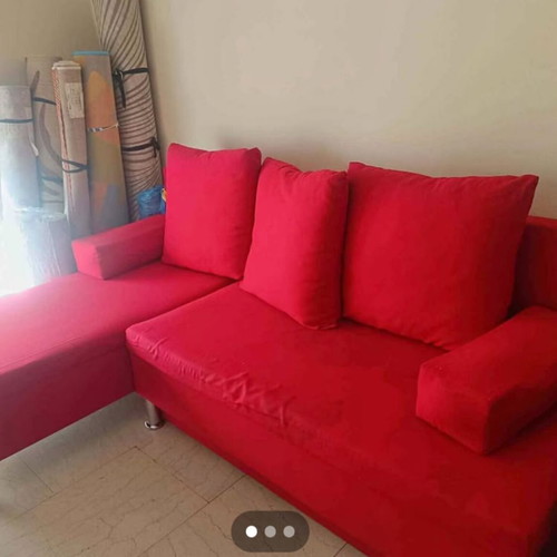 Corner Sofa reversible used, 220×150×85 cm, red microfiber fabric