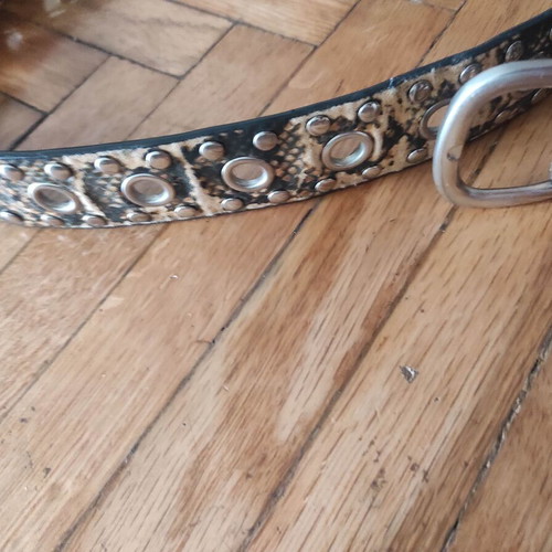 Leopard belt with studs like new, brown, size 110