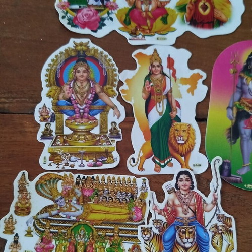 Indian stickers pack of 10 with Hindu deities double-sided