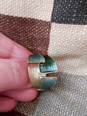 Gold Ring with Green Enamel Shades like new