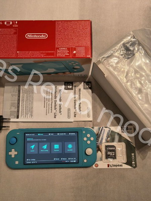 Nintendo Switch Lite тюркоазено като нов с 128GB microSD и Dual Boot