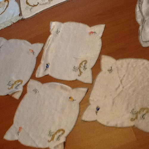 Embroidery used, vintage silk set of 10 pieces