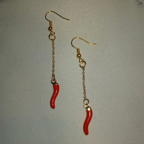Handmade magic earrings red and gold, new