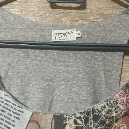 Top with front transparency like new, size M, black and grey