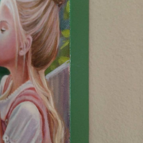 Painting acrylic on canvas 30x30 cm new, Girl with Cat