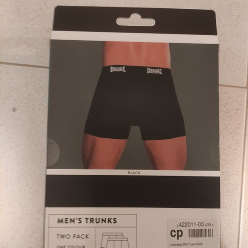 Lonsdale men's trunks new, pack of 2, black, size L