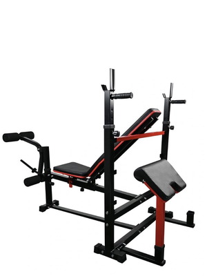 X-FIT bench with uprights and biceps pad