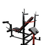 X-FIT bench with uprights and biceps pad