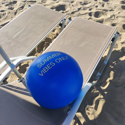 Inflatable beach ball used, large blue, summer vibes