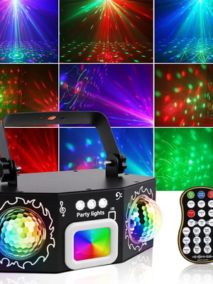 LED disco light with dual balls, sound activated, new