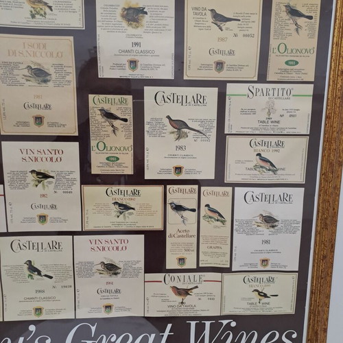 Italian Wines Poster like new with wooden frame