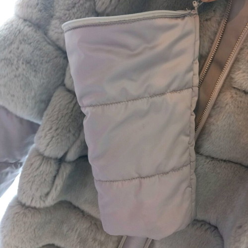 Arma leather rabbit fur coat like new, grey-beige, size S