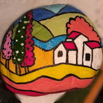Decorative stone new, painted with tempera