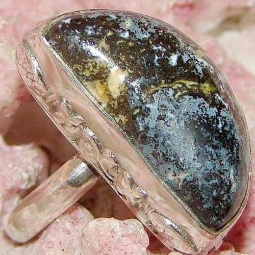 Jaspis Mineral Ring in 925 Silver New