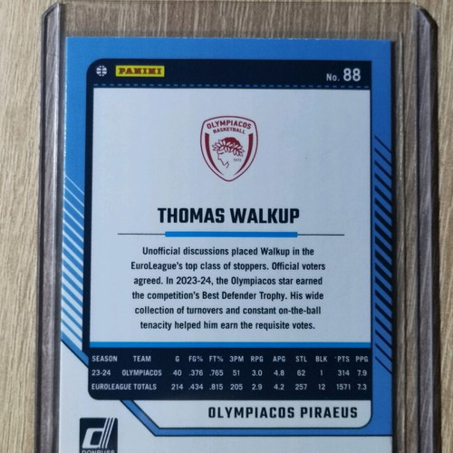 Panini Donruss Euroleague Thomas Walkup card 10/49 new