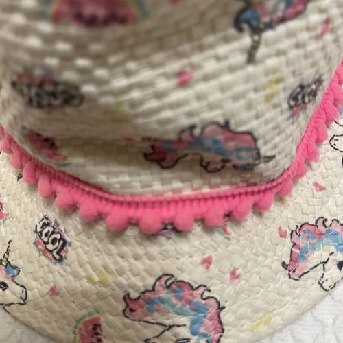 LC Waikiki summer set used, girls' swimsuit 6-7Y and straw hat 6Y