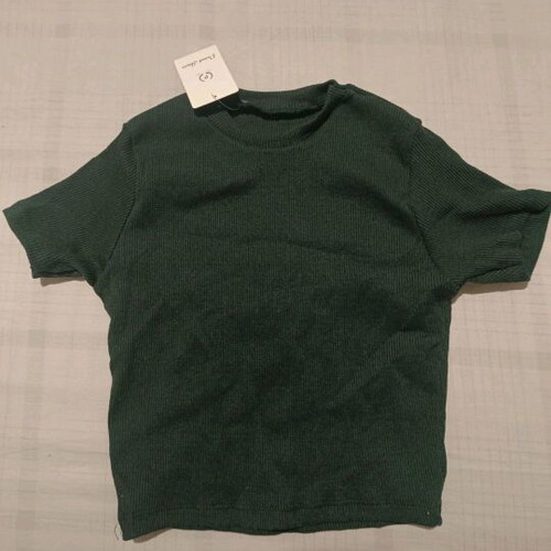 Ribbed short-sleeve t-shirts new, pack of 2, lilac and dark green