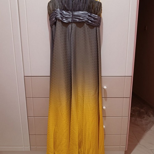 Evening dress Allure gray and yellow with embroidered bust like new