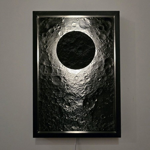 3D Printed Moon Landscape Frame with LED Light like new