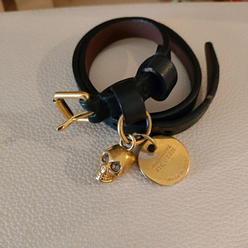 Alexander McQueen leather double wrap skull bracelet like new
