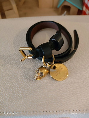 Alexander McQueen leather double wrap skull bracelet like new