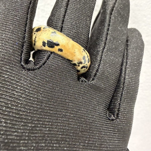 Dalmatian Jasper Ring new, carved from natural stone
