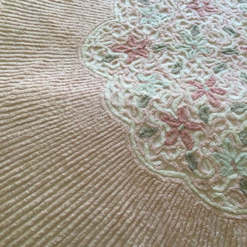 Vintage Chenille Bedspread King Size Used Floral Embossed