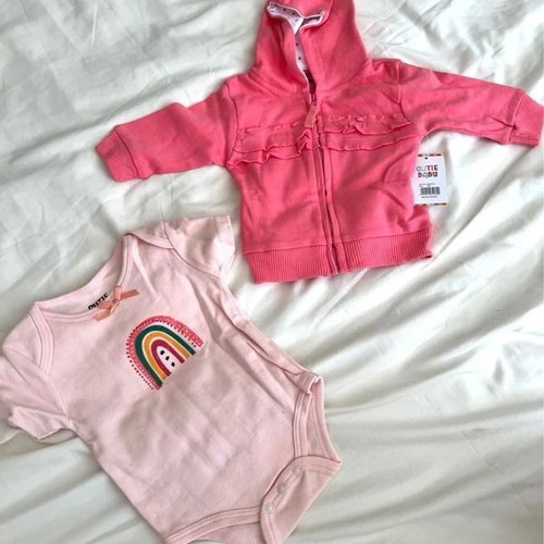 Cutie Baby 2-piece set with hoodie and rainbow bodysuit, 3-6 months
