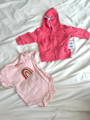 Cutie Baby 2-piece set with hoodie and rainbow bodysuit, 3-6 months