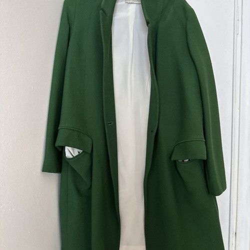 Zara women's green cypress coat with loose fit and large pockets
