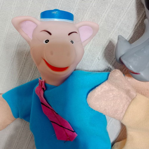 Puppet theater dolls used, The 3 little pigs, set of 4