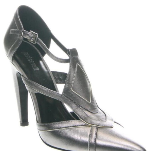 Just Cavalli leather high heels size 39 like new, silver
