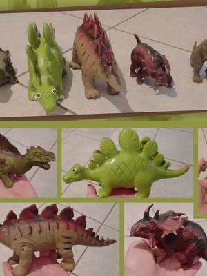 Dinosaur figures pack of 5, plastic and rubber