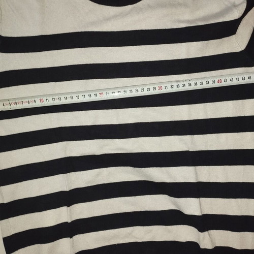 Knitted striped sweater like new, white-black, size M