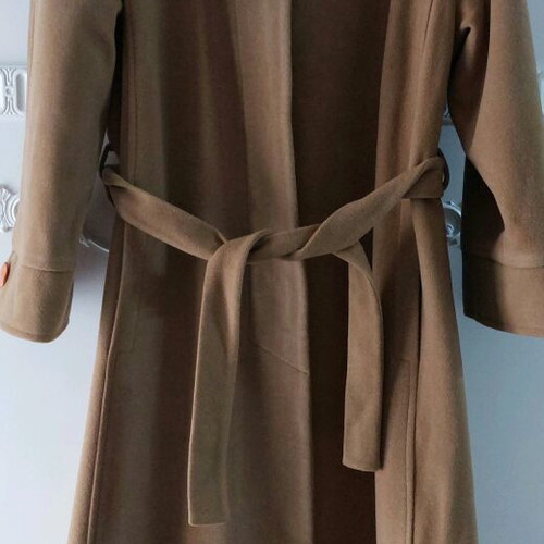 Wool coat XL camel with fur collar, warm, like new