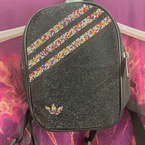 Adidas Mini Backpack Limited Edition with strass like new, black silver